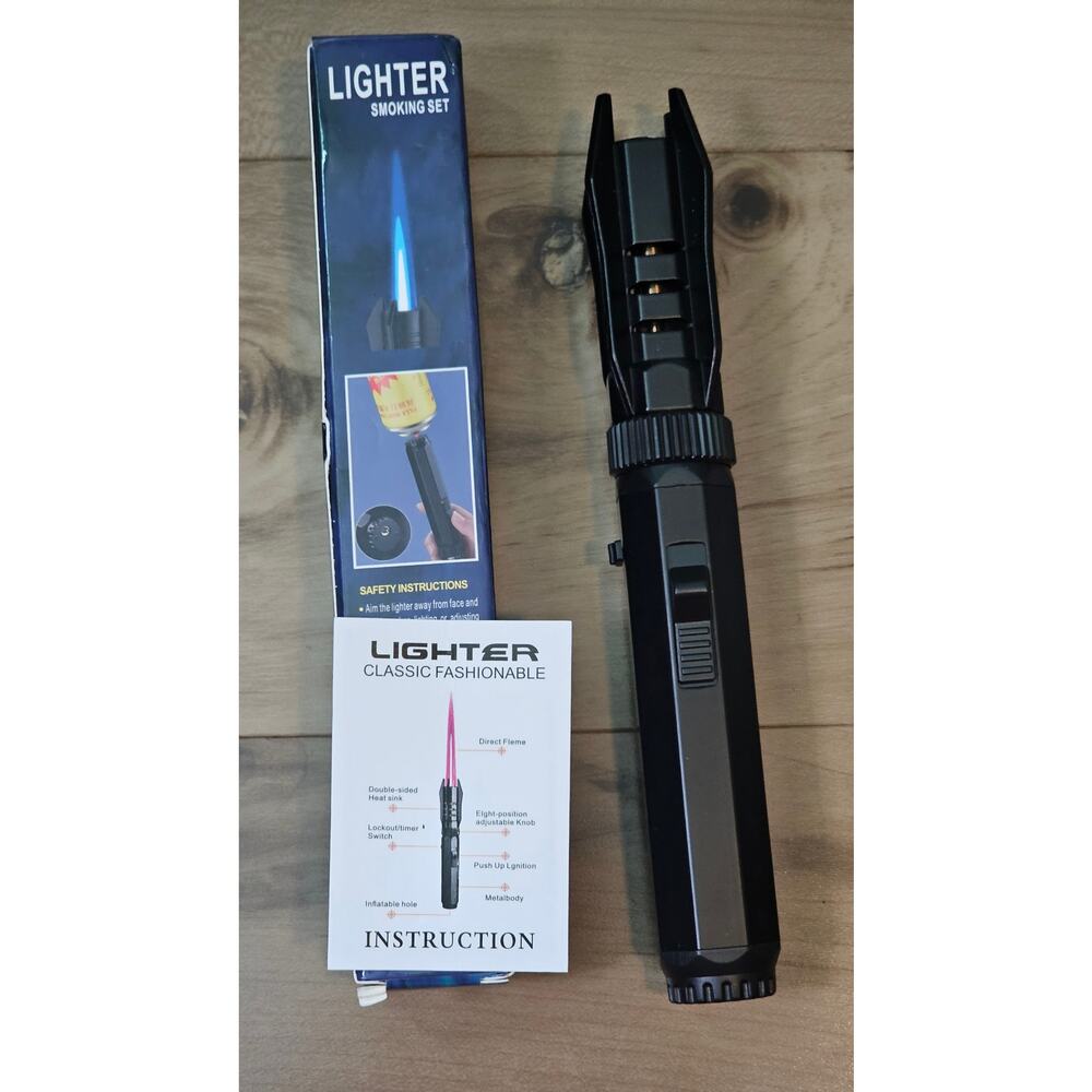 Torch Lighter Bright Fire Lighter w/Safety Lock Refillable Butane Gas Windproof